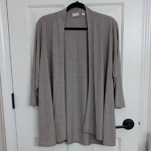 Gray Open-Front Cardigan pnk1